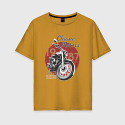 Женская футболка оверсайз Мотоцикл Ретро принт 1