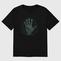 Футболка оверсайз женская Hand- skull, цвет: черный