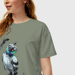 Футболка оверсайз женская Чокнутый голубь, цвет: авокадо — фото 2