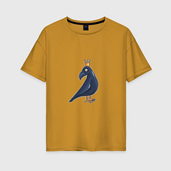 Футболка оверсайз женская Ворона в короне, цвет: горчичный