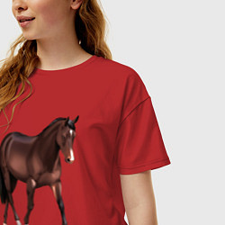 Футболка оверсайз женская Австралийская пастушья лошадь, цвет: красный — фото 2