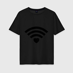 Футболка оверсайз женская Wi-Fi Love, цвет: черный