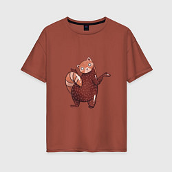 Женская футболка оверсайз Недоумевающая красная панда