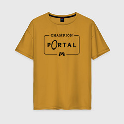 Женская футболка оверсайз Portal gaming champion: рамка с лого и джойстиком