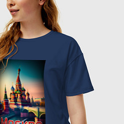 Футболка оверсайз женская Москва - Кремль, цвет: тёмно-синий — фото 2
