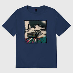 Футболка оверсайз женская JDM дрифт, цвет: тёмно-синий