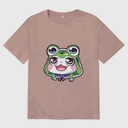 Футболка оверсайз женская Аниме девочка лягушка, цвет: пыльно-розовый