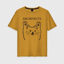 Футболка оверсайз женская Architects - rock cat, цвет: горчичный