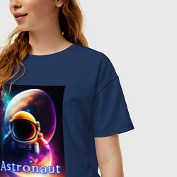 Футболка оверсайз женская Астронавт и марсоход, цвет: тёмно-синий — фото 2
