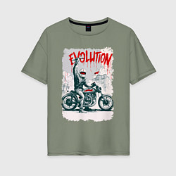 Футболка оверсайз женская Evolution - motorcycle, цвет: авокадо