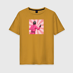 Женская футболка оверсайз Игра в кальмара охранник Квадрат