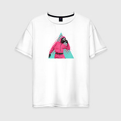 Женская футболка оверсайз Игра в кальмара охранник в маске Треугольник