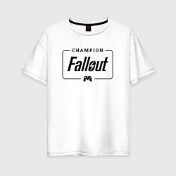 Футболка оверсайз женская Fallout gaming champion: рамка с лого и джойстиком, цвет: белый