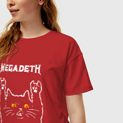 Футболка оверсайз женская Megadeth rock cat, цвет: красный — фото 2