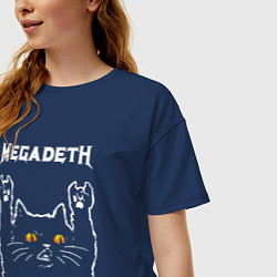 Футболка оверсайз женская Megadeth rock cat, цвет: тёмно-синий — фото 2