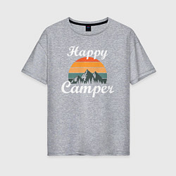 Футболка оверсайз женская Happy camper, цвет: меланж