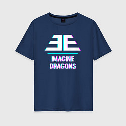 Женская футболка оверсайз Imagine Dragons glitch rock