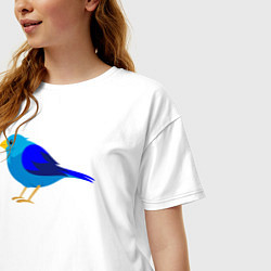 Футболка оверсайз женская Синяя птичка, цвет: белый — фото 2
