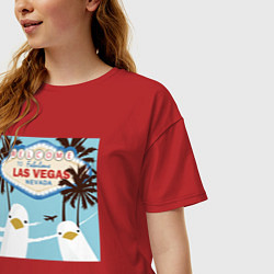 Футболка оверсайз женская Чайки на курорте, цвет: красный — фото 2