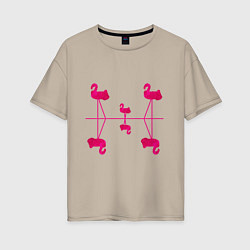 Женская футболка оверсайз Шесть розовых фламинго
