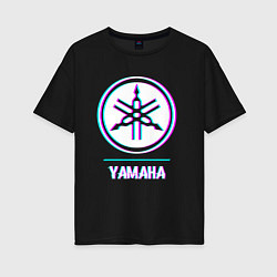 Женская футболка оверсайз Значок Yamaha в стиле glitch