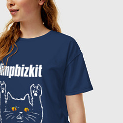 Футболка оверсайз женская Limp Bizkit rock cat, цвет: тёмно-синий — фото 2