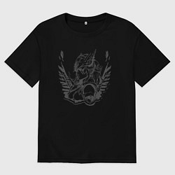 Футболка оверсайз женская Девушка валькирия, цвет: черный