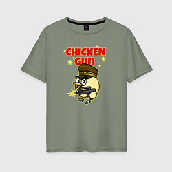 Женская футболка оверсайз Chicken Gun - игра