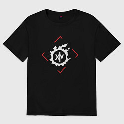 Футболка оверсайз женская Символ Final Fantasy в красном ромбе, цвет: черный