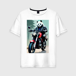 Футболка оверсайз женская Panda - cool biker, цвет: белый