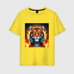 Женская футболка оверсайз Огненный тигр