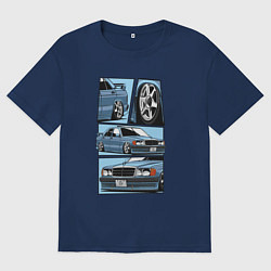 Футболка оверсайз женская Mercedes-Benz 190E V1, цвет: тёмно-синий