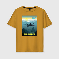 Футболка оверсайз женская Subnautica инопланетный океан, цвет: горчичный