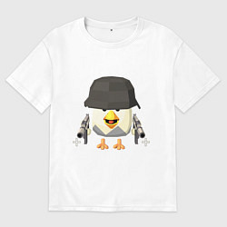 Футболка оверсайз женская Chicken Gun в каске, цвет: белый