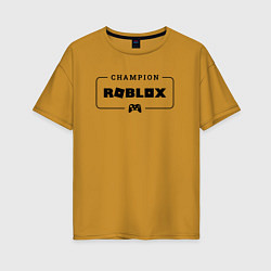Футболка оверсайз женская Roblox gaming champion: рамка с лого и джойстиком, цвет: горчичный