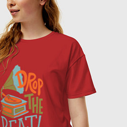Футболка оверсайз женская Drop the beat, цвет: красный — фото 2