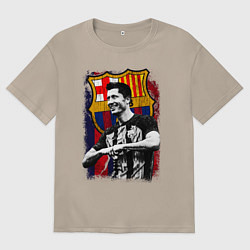 Футболка оверсайз женская Левандовски Барселона, цвет: миндальный