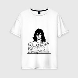 Женская футболка оверсайз Айзава с котиком