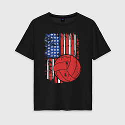 Футболка оверсайз женская Волейбол США, цвет: черный