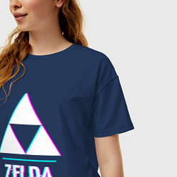 Футболка оверсайз женская Zelda в стиле glitch и баги графики, цвет: тёмно-синий — фото 2