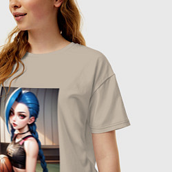 Футболка оверсайз женская Jinx с мячом, цвет: миндальный — фото 2