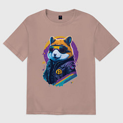 Футболка оверсайз женская Крипто хомяк, цвет: пыльно-розовый
