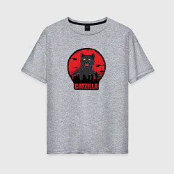 Женская футболка оверсайз Catzilla в ярости