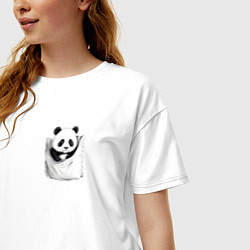 Футболка оверсайз женская Панда в кармане, цвет: белый — фото 2