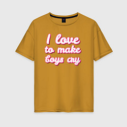 Женская футболка оверсайз I love to make boys cry барби стиль