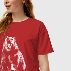 Футболка оверсайз женская Силуэт медведя, цвет: красный — фото 2