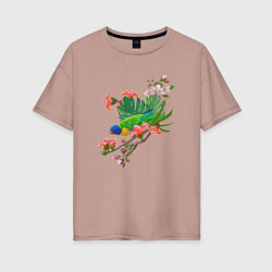 Женская футболка оверсайз Попугай кокосовый лорикет