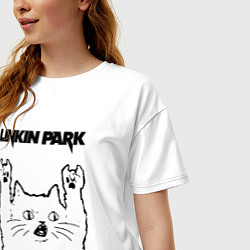 Футболка оверсайз женская Linkin Park - rock cat, цвет: белый — фото 2
