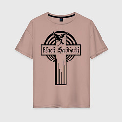 Футболка оверсайз женская Black Sabbath Cross, цвет: пыльно-розовый