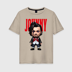 Футболка оверсайз женская Johnny Depp - cool dude - pop art, цвет: миндальный